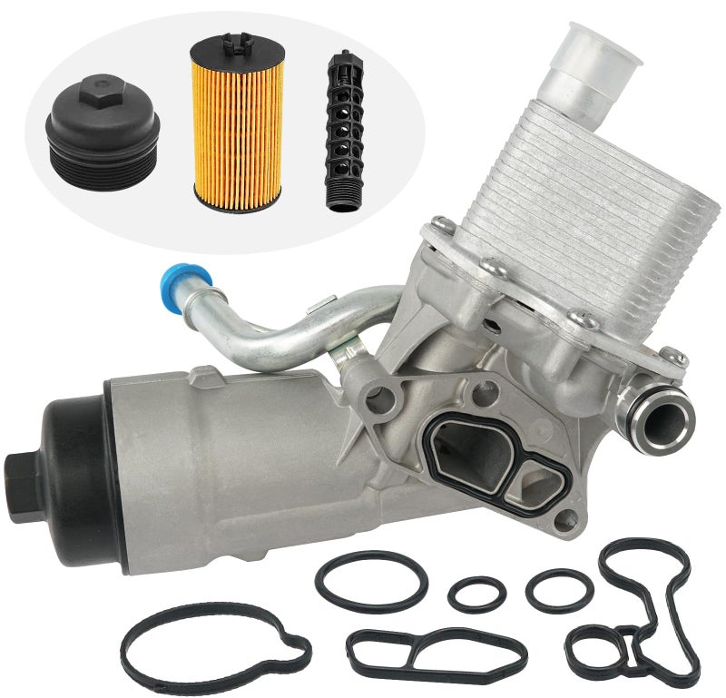 CYTROBE Engine Oil Cooler Filter Housing Assembly Adapter with Gasket  Filter Insert  Cap Compatible with 2011-2021 Chevy Cruze Sonic Trax Buick Encore 1.4L Turbo Replace 55566784 918-428 55565388 88179-91400 - Image 1